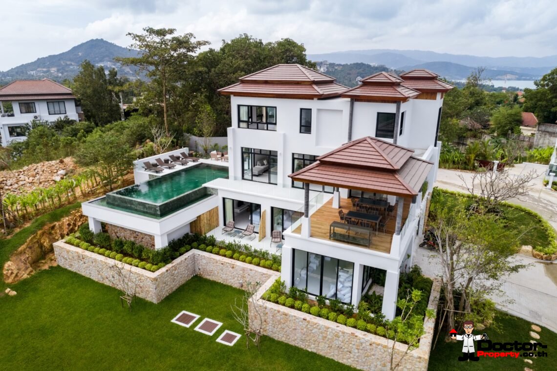 3 Bedroom Sea View Villa with Spacious Garden in Choeng Mon, Koh Samui – For Sale